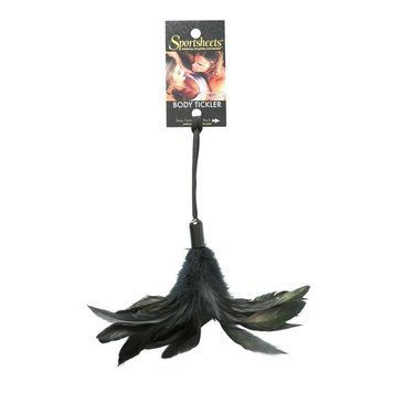 Метелочка-щекоталка Sportsheets - PLEASURE FEATHER BLACK на веревочной петле, Чорний