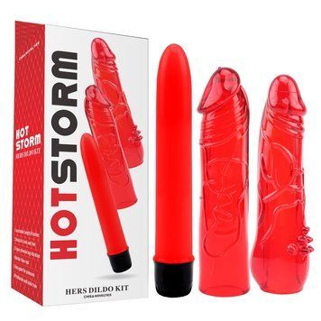 Набор вибратор&nbsp;+&nbsp;2&nbsp;насадки Chisa&nbsp;Hotstorm&nbsp;Hers&nbsp;Dildo&nbsp;Kit