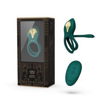 Смарт-эрекционное кольцо Zalo BAYEK Turquoise Green, двойное с вводимой частью, пульт ДУ