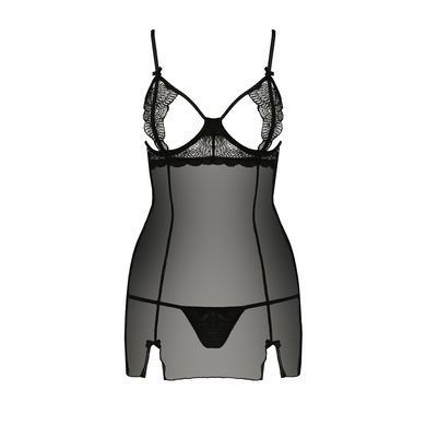 Прозора сорочка приталена QUENTRIS CHEMISE black L/XL - Passion Exclusive, трусики