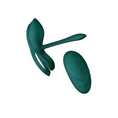 Смарт-эрекционное кольцо Zalo BAYEK Turquoise Green, двойное с вводимой частью, пульт ДУ