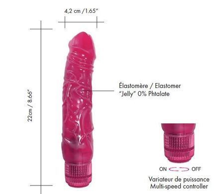 Фаллоимитатор вибратор Dorcel Jelly Boy, диаметр 4,2см ТПЕ, плавная регулировка мощности вибрации, Розовый