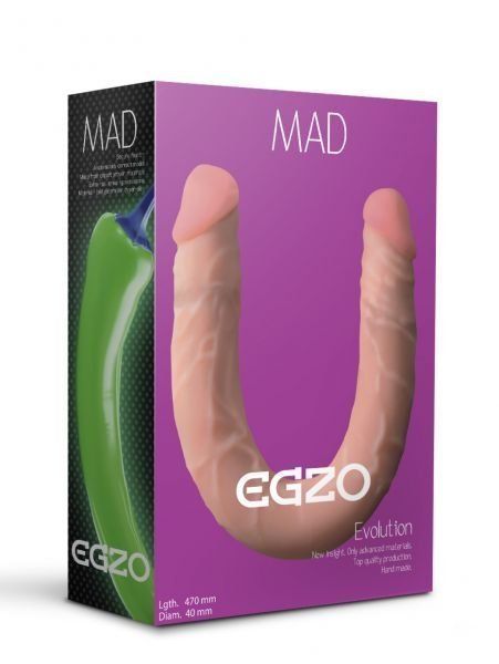 Двосторонній фалоімітатор EGZO Mad Evolution Ciberskin тілесний
