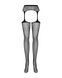 Сетчатые чулки-стокинги с цветочным рисунком Obsessive Garter stockings S207 S/M/L, черные, имитация