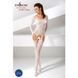 Бодистокинг Passion BS055 white, комбинезон, имитация чулок и пояса, длинный рукав, закрытое плечо, Белый