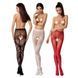 Эротические колготки-бодистокинг Passion S007 red, красивые ажурные колготки с вырезом, Красный