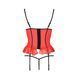 Корсет с открытой грудью CHERRY CORSET red XXL/3XL -Passion Exclusive, трусики, пажи, стрэпы, оборки