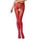 Эротические колготки-бодистокинг Passion S007 red, красивые ажурные колготки с вырезом, Красный