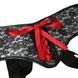 Трусы для страпона Sportsheets - SizePlus Grey&Black Lace Corsette, широкий пояс, бант, кружево, Чорний/сірий