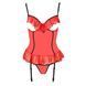 Корсет с открытой грудью CHERRY CORSET red XXL/3XL -Passion Exclusive, трусики, пажи, стрэпы, оборки