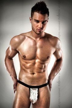 Чоловічі стрінги з блискучим гульфіком Passion 015 THONG silver XXL/XXXL, Сріблястий