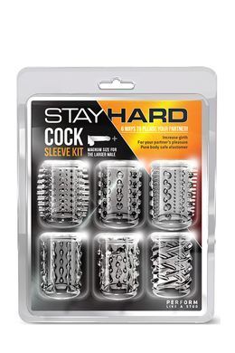 Набір насадок із різною структурою Blush Stay Hard Cock Sleeve Kit прозорі