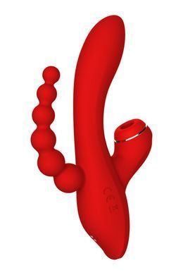Тройной вибратор с вакуумной стимуляцией Dream Toys RED REVOLUTION ANNA