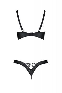 Eco -Leather Set Celine Bikini 4xl/5xl - Пристрасть: Відкриті бра з стрічками, ремінці з шнурками