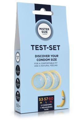 Набір презервативів Mister Size test-set 53&ndash;57&ndash;60, 3 розміри + лінійка, товщина 0,05 мм