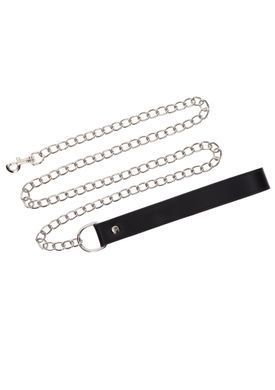 Повідець з карабіном та чорною петлею Taboom Luxury Bondage Essentials Chain Leash, сріблястий