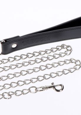 Повідець з карабіном та чорною петлею Taboom Luxury Bondage Essentials Chain Leash, сріблястий