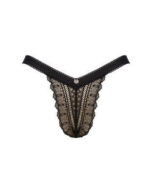 Кружевные трусики с заниженной талией Obsessive Estiqua panties M/L, черные