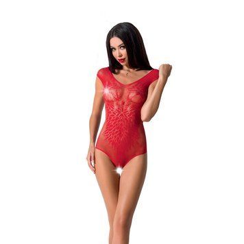 Бодистокинг Passion BS064 red, боди, закрытое плечо, Червоний