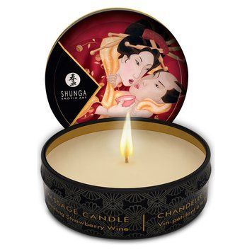 Массажная свеча Shunga Mini Massage Candle &ndash; Sparkling Strawberry Wine (30 мл) с афродизиаками