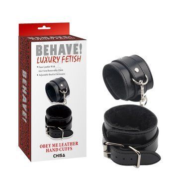 Наручники Chisa Behave Luxury Fetish OBEY ME LEATHER HAND CUFFS, Черный