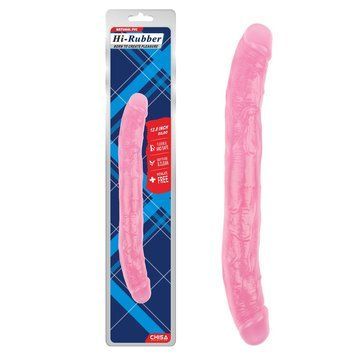 Фаллоимитатор&nbsp;двухсторонний розовый&nbsp;Chisa&nbsp;Hi-Rubber 32,5 см *3,5 см