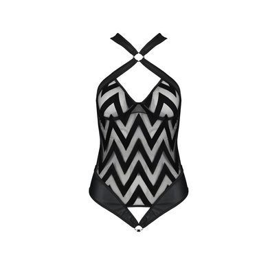 Сетчатый боди с халтером и ритмичным рисунком Hima Body black L/XL - Passion