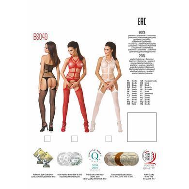 Бодістокінг Passion BS049 white, комбінезон, імітація топа, панчох і пояса, Білий