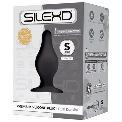 Анальная пробка SilexD (Model 2 size S) двухслойная, силикон+Silexpan, диаметр 3,4см, Черный
