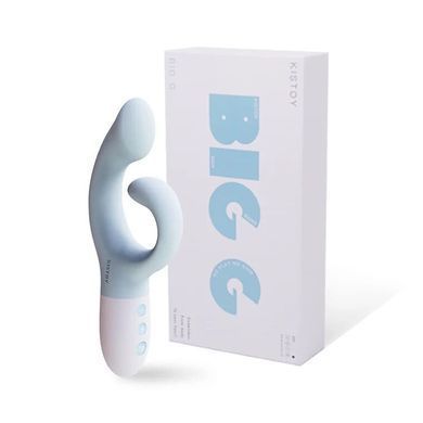 Вибратор-кролик для точки G KISTOY Big G Blue, изогнутый отросток, автоматический подогрев.