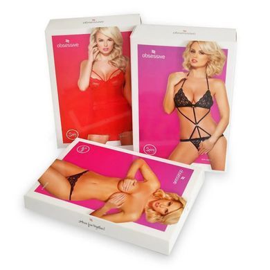 Комплект Obsessive Heartina сорочка и стринги S/M
