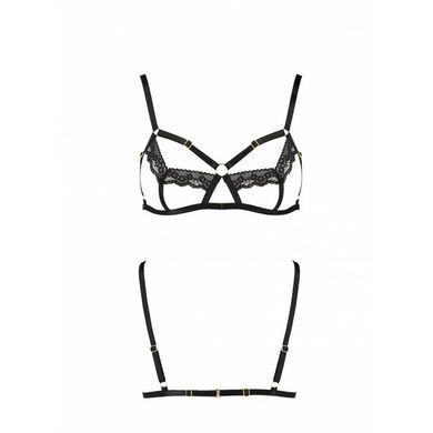 Бюстгальтер-стрепы с кружевом Solon Bra black XXL/XXXL &mdash; Passion Exclusive: трусики в комплекте