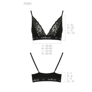 Эластичный топ с кружевом Passion PS001 TOP black, size S