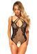 Leg Avenue Net and lace crotchless teddy Black O/S