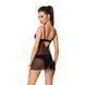 Сорочка беби долл прозрачная GISELE CHEMISE black L/XL - Passion Exclusive, трусики, Черный