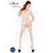 Бодістокінг Passion BS015 white, комбінезон, імітація панчіх і пояса, Білий