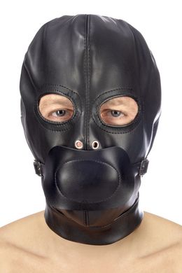 Капюшон с кляпом для БДСМ Fetish Tentation BDSM hood in leatherette with removable gag