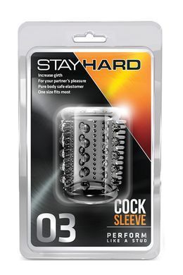 Насадка на пеніс рельєфна Blush Stay Hard Cock Sleeve 03 відкрита, прозора
