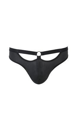 Мужские слипы с вырезами Passion Slip Joe XXL/XXXL, черные, экокожа, открытые ягодицы