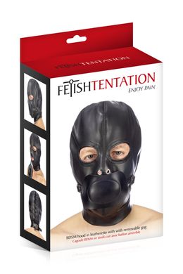 Капюшон с кляпом для БДСМ Fetish Tentation BDSM hood in leatherette with removable gag