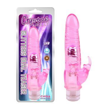 Двойной вибратор&nbsp;Chisa&nbsp;Novelties&nbsp;Jelly&nbsp;Glitters&nbsp;Dual&nbsp;Teaser&nbsp;Pink