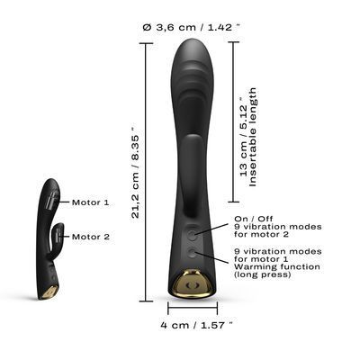 Вибратор-кролик с подогревом Dorcel FLEXI RABBIT BLACK, гибкий ствол