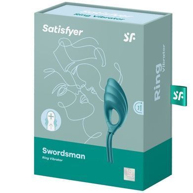 Эрекционное виброкольцо лассо Satisfyer Swordsman Green, крепкая фиксация, 10 режимов, мощный мотор