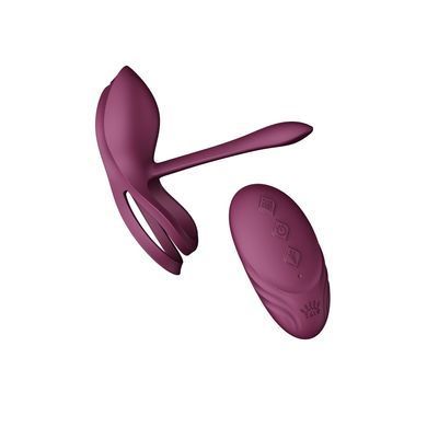 Смарт ерекційне кільце Zalo &mdash; BAYEK Velvet Purple, подвійне з ввідною частиною, пульт ДК