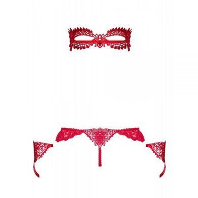 Набор маска+наручники+стринги Obsessive Hetea 3 pcs set red S/M