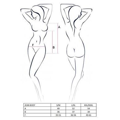 Боді монокіні під латекс JEAN BODY black XXL/XXXL - Passion, Черный