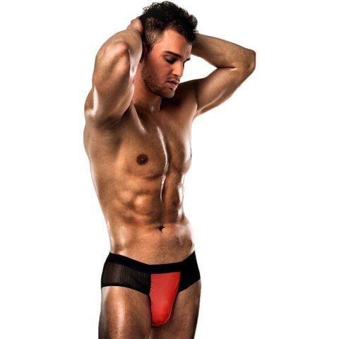Чоловічі трусики з червоним гульфіком Passion 007 THONG red S/M, Червоний