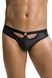 Мужские слипы с вырезами Passion Slip Joe XXL/XXXL, черные, экокожа, открытые ягодицы