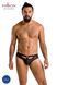 Мужские слипы с вырезами Passion Slip Joe XXL/XXXL, черные, экокожа, открытые ягодицы