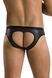 Мужские слипы с вырезами Passion Slip Joe XXL/XXXL, черные, экокожа, открытые ягодицы